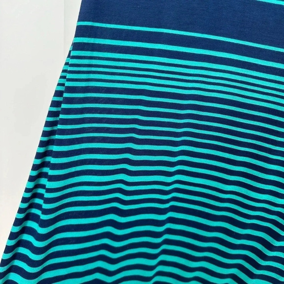 BCBGMAXAZRIA Cintia Teal Sea Blue Green Stripe Shift Dress Open Back Size Large - Picture 8 of 12